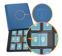 TCGUARD Toploader - Album di carte da collezione per 216 top loader, 9 scomparti con custodie per scheda Rigid Toploader da 3" x 4", per TCG, carte MTG, album di carte da collezione (blu)