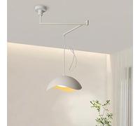 TCHAU Lampada a Sospensione con Illuminazione Regolabile 3 Modalità di Colore Lampadario Moderno Nordico con Braccio Oscillante con Paralume in Metallo ad Arco, Lampada a Sospensione a Cupola a LED da