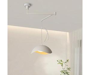 TCHAU Lampada a Sospensione con Illuminazione Regolabile 3 Modalità di Colore Lampadario Moderno Nordico con Braccio Oscillante con Paralume in Metallo ad Arco, Lampada a Sospensione a Cupola a LED da