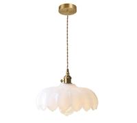 TCHAUSGZOZ Lampada a Sospensione a Forma di Lanterna Bianca con Paralume in Vetro Pieghettato, Lampadario in Stile Moderno Cinese Base E26/E27, Cavo da 59 Pollici Supporto for Lampada a Sospensione Re