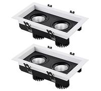 TCHAUSGZOZ Set di 2, Downlight Canless a Teste con Gimbal Multiplo, Faretti Rettangolari ad Angolo Regolabile 10W, 14W, 20W, 24W, Kit Conversione Sostituzione Luce Disco, CRI90(20W,Neutral light)