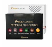 Tchibo CAFISSIMO Pure Plus Macchina da Caffè Nera, 1250W, 800ml, con 60 Capsule Collezione Premium, Espresso Barista, Caffè Crema, Colombia e Brasil, Espresso Caramel, Double Choc