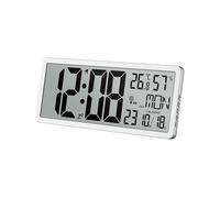 tchnoline WS8135 - Orologio da parete digitale moderno con display grande, cornice sottile, temperatura, umidità, giorno della settimana, data, colore: argento, dimensioni: 36,9 x 22,9 x 2,4 cm