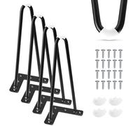 Tchosuz 15 cm - Piedi per mobili in metallo, set di 4 gambe da tavolo in forcina in ferro con viti, ricambio per gambe da letto in metallo per divano, sedia, gabinetto, poltrona, mobile TV, nero
