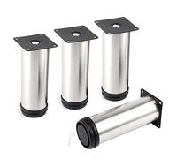TCHOSUZ 5 cm, set di 4 piedini per mobili, in acciaio inox, regolabili, per armadi, gambe da tavolo, gambe regolabili in altezza, viti incluse (argento)