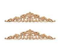 TCHOSUZ - Confezione da 2 adesivi intagliati in legno per mobili, 40 x 8 cm, non verniciati, non finiti, per armadietti, specchi, camini, porte, letto, armadietti, soffitti, cassettiere