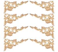 TCHOSUZ - Confezione da 8 adesivi intagliati in legno per mobili, 20 x 10 cm, non verniciati, non finiti, per armadietti, specchi, camini, porte, letto, armadietti, soffitti, cassettiere