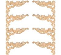 TCHOSUZ - Confezione da 8 adesivi intagliati in legno per mobili, 25 x 15 cm, non verniciati, non finiti, per armadietti, specchi, camini, porte, letti, armadi, soffitti, cassettiere