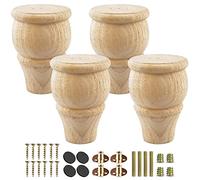 Tchosuz - Gambe di mobili in legno grezzo 10 cm in legno massiccio intagliato con bulloni e viti 5/406 cm moderno metà secolo divano gambe di ricambio per armadi Ottoman sedie confezione da 4