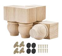 Tchosuz - Gambe di mobili in legno grezzo 12 cm piedi in legno massiccio intagliato con bulloni e viti 5/406 cm moderno metà secolo divani sostituzione per armadi Ottoman sedie confezione da 4