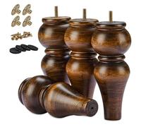 TCHOSUZ Gambe per mobili in legno, 20 cm, confezione da 4 pezzi classici smaltati in legno massello tornito fai da te, con bulloni M8 e dadi a T, per divano, armadio, tavolo da buffet, ottomana, comò