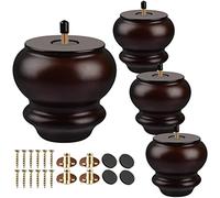 Tchosuz - Gambe per mobili in legno, 8 cm, set di 4 piedini per chignon con bullone da 5/40,6 cm, moderne gambe di ricambio per divano, divano e mobili fai da te, armadietto e sedia ottomano, noce