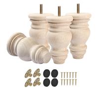 TCHOSUZ Gambe per mobili in legno da 12,7 cm, confezione da 4 - Piedini in legno massiccio non finiti con bulloni M8 e dadi a T per divano, armadio, cassettiera, divano, tavolo - set di ricambio fai