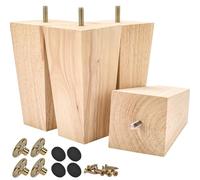 TCHOSUZ Gambe per mobili in legno da 20 cm, set di 4 piedini di ricambio a piramide in legno massello metà secolo moderni con bullone da 5/16" e protezioni per pavimenti in gomma, per supporto TV