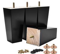 TCHOSUZ Gambe per mobili in legno da 20 cm, set di 4 piedini di ricambio a piramide in legno massello metà secolo moderni con bullone da 5/16" e protezioni per pavimento in gomma, per supporto TV