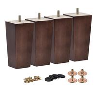 TCHOSUZ Gambe per mobili in legno da 20 cm, set di 4 piedini di ricambio a piramide in legno massiccio metà secolo, moderni, con bullone da 5/16" e protezioni per pavimenti in gomma, per fai da te,