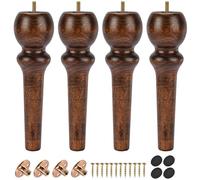 TCHOSUZ Gambe per mobili in legno da 26 cm, confezione da 4 pezzi classici smaltati in legno massello tornito fai da te, con bulloni M8 e dadi a T, per divano, armadio, tavolo da buffet, ottomano