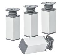 TCHOSUZ Gambe per mobili in metallo, 10 cm, confezione da 4, moderne, regolabili, in lega di alluminio, piedini quadrati di ricambio per progetti fai da te, divano, armadio, comodino, supporto TV