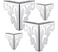 TCHOSUZ Gambe per mobili in metallo, 12 cm, set di 4 gambe in ferro resistente con viti, piedini di ricambio per mobili fai da te, armadi, tavoli, divani, comodini, comò cromate