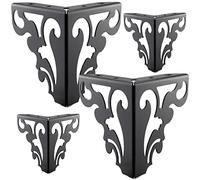 TCHOSUZ Gambe per mobili in metallo, 12 cm, set di 4 gambe triangolari in ferro resistente con viti, piedini di ricambio per mobili fai da te, armadi, tavoli, divani, comodini, comò nero