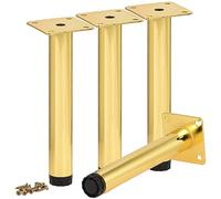 TCHOSUZ Gambe per mobili in metallo regolabili da 12 cm, confezione da 4 gambe rotonde in ferro dorato resistente, piedini di ricambio fai da te per divano, tavolo, armadio, letto, cassettiera,