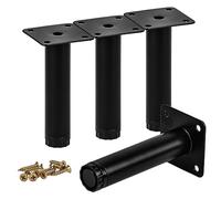 TCHOSUZ Gambe per mobili in metallo regolabili da 12 cm, confezione da 4 gambe rotonde in ferro nero resistente, piedini di ricambio fai da te per divano, tavolo, armadio, letto, cassettiera, ottomano