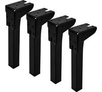 TCHOSUZ Gambe pieghevoli per tavolo, 25 cm, set di 4 gambe pieghevoli in metallo con protezioni per pavimenti in gomma e viti, per fai da te, tavoli, armadi, divani, sedie, comodini, colore nero