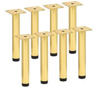 TCHOSUZ Gambe regolabili per mobili da 10 cm, in metallo, confezione da 8 gambe rotonde in ferro dorato resistenti, piedini di ricambio fai da te per divano, tavolo, armadio, letto, cassettiera