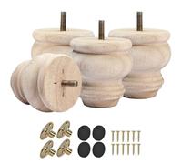 TCHOSUZ Piedini in legno grezzo da 7,6 cm, confezione da 4, gambe per mobili in legno massiccio con bulloni M8 e dadi a T, per divano, armadio, cassettiera, divano, tavolo, set di ricambio fai da te e