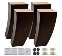TCHOSUZ Set di 4 gambe per mobili in legno di noce, 10 cm, moderne, in legno massello di noce, curvate, quadrate, per divano, poltrona, letto, reclinabile