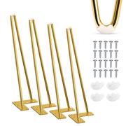 Tchosuz - Set di 4 piedi per mobili in metallo, con forcine per capelli, in ferro con viso, ricambio per gambe del letto metalliche, per divano, sedia, armadietto, mobili, TV, colore: oro