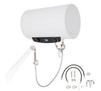 TCICOP Scaldabagno elettrico da 35 l | Scaldabagno istantaneo, 2000 W, 220 V, scaldabagno orizzontale con doccetta e tubo, display LED, montaggio a parete 35-75 °C
