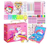 TCJJ Set di 66 Pezzi Da Kit Disegno Bambini con Unicorno, Set Disegno Bambina con Scatola Portaoggetti Con Unicorno, Per Bambini Dai 3 Ai 12 Anni, Regali Per Ragazze, Compleanni, Regali Di Natale