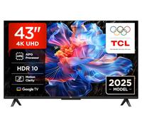 TCL 43V6C Smart TV LED Direct da 43", HDR 4K, con tecnologia Google TV (Dolby Audio, Motion Clarity, compatibile con Google Assistant e Alexa)
