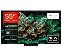 TCL 55C7K 55" QD-Mini LED-TV, 4K HDR Premium 2600, Smart Google TV, 144Hz Motion Clarity Pro (Dolby Vision IQ & Atmos, CrystGlow HVA-Panel, Audio von Bang & Olufsen, Game Master)