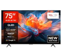 TCL 75T8C TV QLED 4K HDR Ultra HD da 75", QLED TV con tecnologia Google TV (Dolby Vision e Atmos, Motion Clarity Pro a 144 Hz, FreeSync, audio Onkyo 2.1, compatibile con Google Assistant)