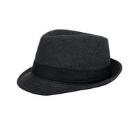 TCNGKIJIUK Uomo Cappello Fedora Cappello Panama a Bordo Corto Classico Cappello Jazz in Lana Feltro Cappello Vintage Cappello Caldo Autunno Inverno per Matrimonio Spettacolo Festa Chiesa, grigio,