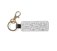 Tcoay 1 portachiavi rettangolare in pelle, anello portachiavi, mini ciondolo artigianale,Disegno di animali da fattoria grigi e bianchi