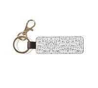 Tcoay 1 portachiavi rettangolare in pelle, anello portachiavi, mini ciondolo artigianale,Disegno di animali da fattoria grigi e bianchi