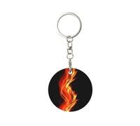 Tcoay 1 portachiavi rotondo in metallo, porta portachiavi ad anello, mini ciondolo artigianale,Fiamme del drago Fuoco ardente