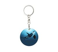 Tcoay 1 portachiavi rotondo in metallo, porta portachiavi ad anello, mini ciondolo artigianale,L'orca sognatrice