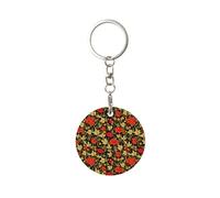 Tcoay 1 portachiavi rotondo in metallo, porta portachiavi ad anello, mini ciondolo artigianale,Mirtillo rosso russo tradizionale