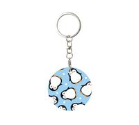 Tcoay 1 portachiavi rotondo in metallo, porta portachiavi ad anello, mini ciondolo artigianale,Pinguino soffice invernale soffice