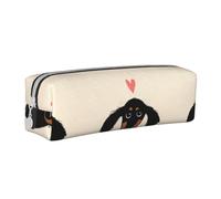 Tcoay Astuccio portapenne cilindrico portatile con cerniera in pelle, borsa per cosmetici,Amore per i cuccioli di bassotto