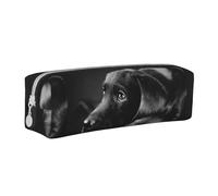 Tcoay Astuccio portapenne cilindrico portatile con cerniera in pelle, borsa per cosmetici,Arte del cucciolo di Labrador nero