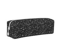 Tcoay Astuccio portapenne cilindrico portatile con cerniera in pelle, borsa per cosmetici,Bianco Argento Grigio Glitter Diamante Glitter
