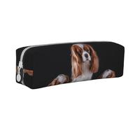 Tcoay Astuccio portapenne cilindrico portatile con cerniera in pelle, borsa per cosmetici,Cavalier King Charles Spaniel Madre con Cuccioli