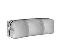 Tcoay Astuccio portapenne cilindrico portatile con cerniera in pelle, borsa per cosmetici,Diagonale Grigio Argento Glitter