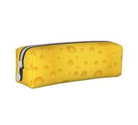 Tcoay Astuccio portapenne cilindrico portatile con cerniera in pelle, borsa per cosmetici,Formaggio giallo