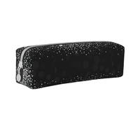 Tcoay Astuccio portapenne cilindrico portatile con cerniera in pelle, borsa per cosmetici,Glitter argento lucido